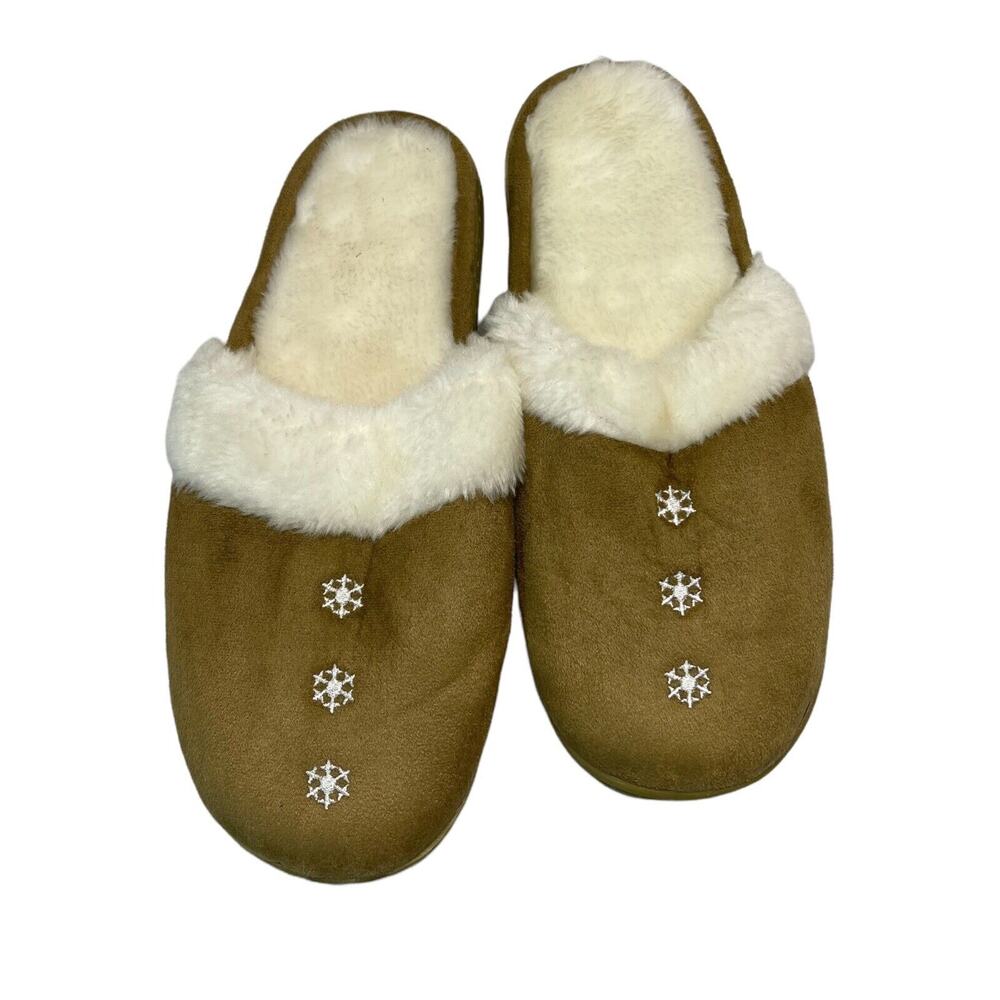 Slip On Slippers Fleece Faux Fur Lined Size XL Open Back NWOT - Picture 1 of 7
